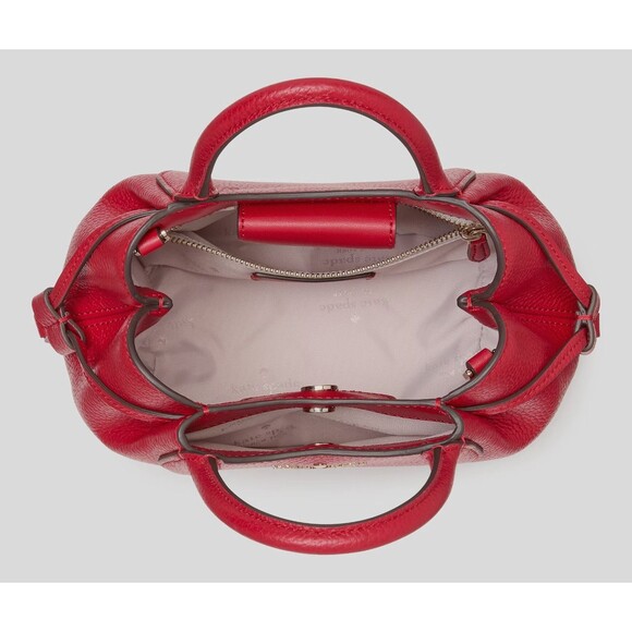 New Kate Spade Dumpling Mini Satchel Pebble Leather Perfect Cherry - Picture 4 of 5